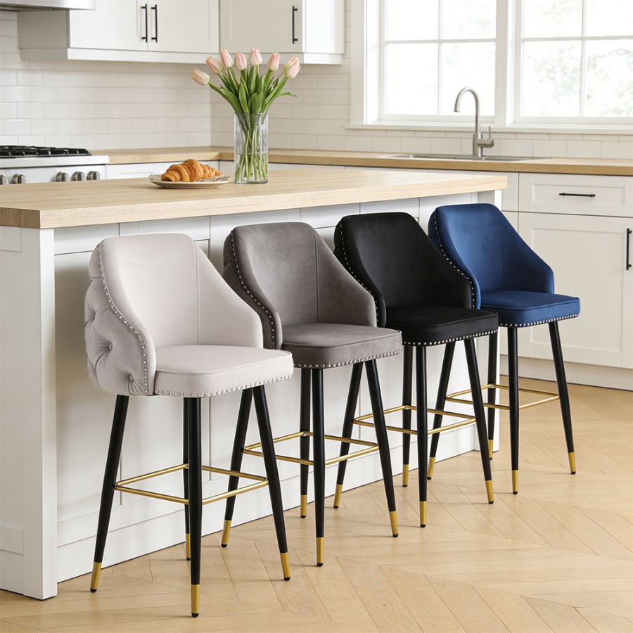 Fire-resistant velvet bar stool